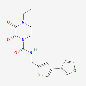 molecular formula C16H17N3O4S B2388552 4-Ethyl-N-[[4-(furan-3-yl)thiophen-2-yl]methyl]-2,3-dioxopiperazine-1-carboxamide CAS No. 2379993-36-7