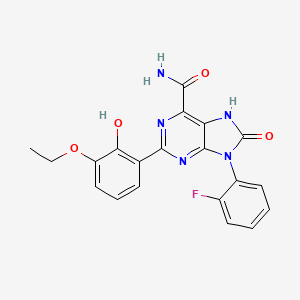 molecular formula C20H16FN5O4 B2388554 2-(3-ethoxy-2-hydroxyphenyl)-9-(2-fluorophenyl)-8-oxo-8,9-dihydro-7H-purine-6-carboxamide CAS No. 898446-28-1