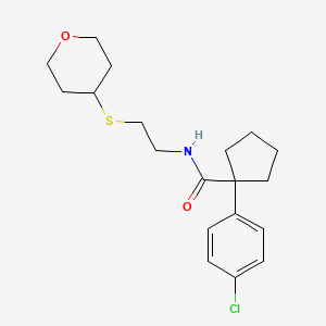 1-(4-chlorophenyl)-N-(2-((tetrahydro-2H-pyran-4-yl)thio)ethyl)cyclopentanecarboxamide