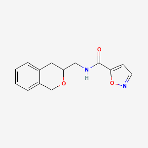 molecular formula C14H14N2O3 B2388570 N-(isochroman-3-ylmethyl)isoxazole-5-carboxamide CAS No. 2034497-12-4
