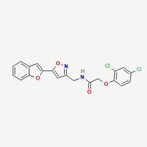 molecular formula C20H14Cl2N2O4 B2388571 N-((5-(benzofuran-2-yl)isoxazol-3-yl)methyl)-2-(2,4-dichlorophenoxy)acetamide CAS No. 1105242-38-3