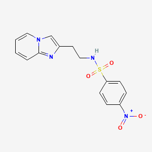 molecular formula C15H14N4O4S B2388583 N-(2-{imidazo[1,2-a]pyridin-2-yl}ethyl)-4-nitrobenzene-1-sulfonamide CAS No. 868978-59-0