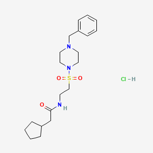 molecular formula C20H32ClN3O3S B2388632 N-(2-((4-benzylpiperazin-1-yl)sulfonyl)ethyl)-2-cyclopentylacetamide hydrochloride CAS No. 1189966-26-4