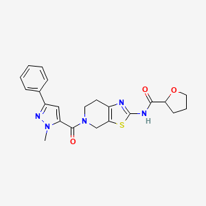 N-(5-(1-methyl-3-phenyl-1H-pyrazole-5-carbonyl)-4,5,6,7-tetrahydrothiazolo[5,4-c]pyridin-2-yl)tetrahydrofuran-2-carboxamide