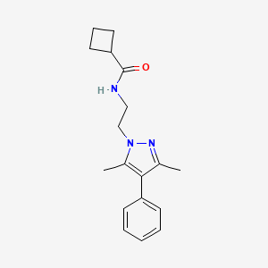 molecular formula C18H23N3O B2388640 N-(2-(3,5-dimethyl-4-phenyl-1H-pyrazol-1-yl)ethyl)cyclobutanecarboxamide CAS No. 2034292-75-4