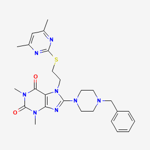 8-(4-Benzylpiperazin-1-yl)-7-[2-(4,6-dimethylpyrimidin-2-yl)sulfanylethyl]-1,3-dimethylpurine-2,6-dione