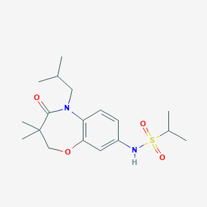 molecular formula C18H28N2O4S B2388660 N-(5-isobutyl-3,3-dimethyl-4-oxo-2,3,4,5-tetrahydrobenzo[b][1,4]oxazepin-8-yl)propane-2-sulfonamide CAS No. 922124-96-7