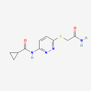 molecular formula C10H12N4O2S B2388674 N-(6-((2-amino-2-oxoethyl)thio)pyridazin-3-yl)cyclopropanecarboxamide CAS No. 1021120-30-8