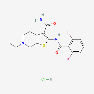 molecular formula C17H18ClF2N3O2S B2388689 盐酸2-(2,6-二氟苯甲酰胺)-6-乙基-4,5,6,7-四氢噻吩并[2,3-c]吡啶-3-甲酰胺 CAS No. 1216587-45-9