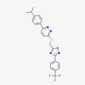 3-(4-Isopropylphenyl)-6-[({3-[4-(trifluoromethyl)phenyl]-1,2,4-oxadiazol-5-yl}methyl)thio]pyridazine