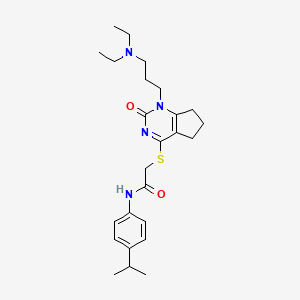 2-((1-(3-(diethylamino)propyl)-2-oxo-2,5,6,7-tetrahydro-1H-cyclopenta[d]pyrimidin-4-yl)thio)-N-(4-isopropylphenyl)acetamide