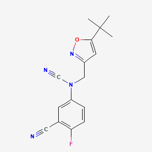 molecular formula C16H15FN4O B2388713 (5-Tert-butyl-1,2-oxazol-3-yl)methyl-(3-cyano-4-fluorophenyl)cyanamide CAS No. 2411300-41-7