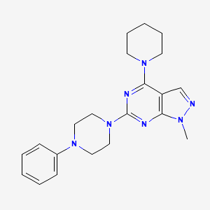 molecular formula C21H27N7 B2388719 1-methyl-6-(4-phenylpiperazin-1-yl)-4-(piperidin-1-yl)-1H-pyrazolo[3,4-d]pyrimidine CAS No. 897619-47-5
