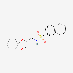 molecular formula C19H27NO4S B2388720 N-(1,4-dioxaspiro[4.5]decan-2-ylmethyl)-5,6,7,8-tetrahydronaphthalene-2-sulfonamide CAS No. 941995-91-1