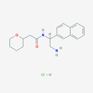 N-(2-Amino-1-naphthalen-2-ylethyl)-2-(oxan-2-yl)acetamide;hydrochloride