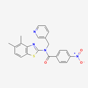 molecular formula C22H18N4O3S B2388744 N-(4,5-dimethylbenzo[d]thiazol-2-yl)-4-nitro-N-(pyridin-3-ylmethyl)benzamide CAS No. 895416-12-3