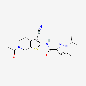 molecular formula C18H21N5O2S B2388760 N-(6-acetyl-3-cyano-4,5,6,7-tetrahydrothieno[2,3-c]pyridin-2-yl)-1-isopropyl-5-methyl-1H-pyrazole-3-carboxamide CAS No. 1210979-53-5