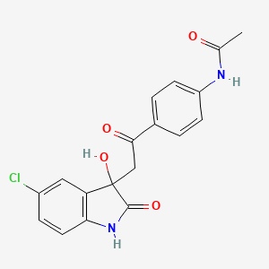 molecular formula C18H15ClN2O4 B2388761 N-{4-[2-(5-chloro-3-hydroxy-2-oxo-2,3-dihydro-1H-indol-3-yl)acetyl]phenyl}acetamide CAS No. 941913-10-6