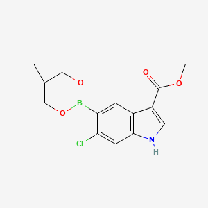 molecular formula C15H17BClNO4 B2388777 methyl 6-chloro-5-(5,5-dimethyl-1,3,2-dioxaborinan-2-yl)-1H-indole-3-carboxylate CAS No. 1467060-68-9