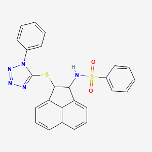 molecular formula C25H19N5O2S2 B2388789 N-[2-(1-phenyltetrazol-5-yl)sulfanyl-1,2-dihydroacenaphthylen-1-yl]benzenesulfonamide CAS No. 380545-55-1