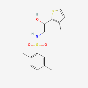 molecular formula C16H21NO3S2 B2388813 N-(2-hydroxy-2-(3-methylthiophen-2-yl)ethyl)-2,4,5-trimethylbenzenesulfonamide CAS No. 1351631-11-2