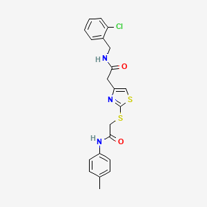 molecular formula C21H20ClN3O2S2 B2388844 N-(2-chlorobenzyl)-2-(2-((2-oxo-2-(p-tolylamino)ethyl)thio)thiazol-4-yl)acetamide CAS No. 941874-64-2