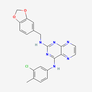 molecular formula C21H17ClN6O2 B2388873 N2-(benzo[d][1,3]dioxol-5-ylmethyl)-N4-(3-chloro-4-methylphenyl)pteridine-2,4-diamine CAS No. 946298-54-0