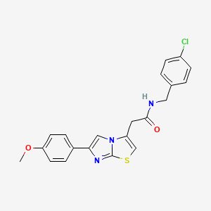 molecular formula C21H18ClN3O2S B2388889 N-[(4-chlorophenyl)methyl]-2-[6-(4-methoxyphenyl)imidazo[2,1-b][1,3]thiazol-3-yl]acetamide CAS No. 897461-01-7