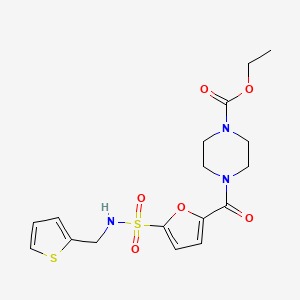 molecular formula C17H21N3O6S2 B2388949 ethyl 4-(5-(N-(thiophen-2-ylmethyl)sulfamoyl)furan-2-carbonyl)piperazine-1-carboxylate CAS No. 1171522-38-5