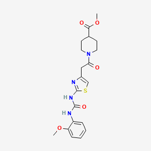 molecular formula C20H24N4O5S B2388962 Methyl 1-(2-(2-(3-(2-methoxyphenyl)ureido)thiazol-4-yl)acetyl)piperidine-4-carboxylate CAS No. 897621-66-8
