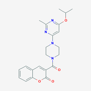 molecular formula C22H24N4O4 B2388963 3-(4-(6-isopropoxy-2-methylpyrimidin-4-yl)piperazine-1-carbonyl)-2H-chromen-2-one CAS No. 946371-93-3