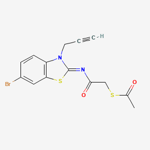 molecular formula C14H11BrN2O2S2 B2388973 S-[2-[(6-bromo-3-prop-2-ynyl-1,3-benzothiazol-2-ylidene)amino]-2-oxoethyl] ethanethioate CAS No. 851716-61-5