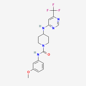 molecular formula C18H20F3N5O2 B2388984 N-(3-Methoxyphenyl)-4-[[6-(trifluoromethyl)pyrimidin-4-yl]amino]piperidine-1-carboxamide CAS No. 2415519-53-6
