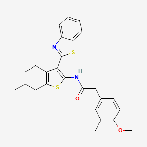 N-(3-(benzo[d]thiazol-2-yl)-6-methyl-4,5,6,7-tetrahydrobenzo[b]thiophen-2-yl)-2-(4-methoxy-3-methylphenyl)acetamide