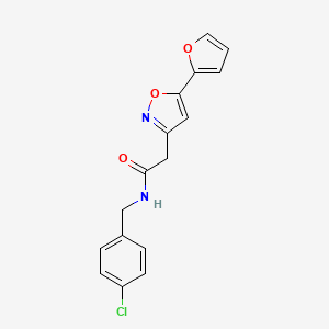 molecular formula C16H13ClN2O3 B2389046 N-[(4-chlorophenyl)methyl]-2-[5-(furan-2-yl)-1,2-oxazol-3-yl]acetamide CAS No. 1105217-46-6