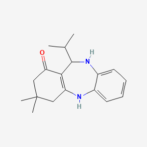 molecular formula C18H24N2O B2389057 9,9-dimethyl-6-propan-2-yl-6,8,10,11-tetrahydro-5H-benzo[b][1,4]benzodiazepin-7-one CAS No. 145628-70-2