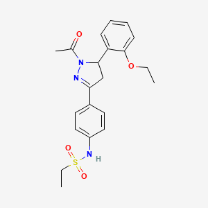 molecular formula C21H25N3O4S B2389080 N-(4-(1-acetyl-5-(2-ethoxyphenyl)-4,5-dihydro-1H-pyrazol-3-yl)phenyl)ethanesulfonamide CAS No. 852141-39-0