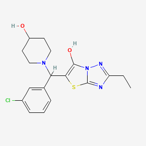 B2389090 5-((3-Chlorophenyl)(4-hydroxypiperidin-1-yl)methyl)-2-ethylthiazolo[3,2-b][1,2,4]triazol-6-ol CAS No. 898350-42-0