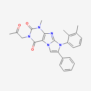 molecular formula C25H23N5O3 B2389103 8-(2,3-Dimethylphenyl)-1-methyl-3-(2-oxopropyl)-7-phenyl-1,3,5-trihydro-4-imid azolino[1,2-h]purine-2,4-dione CAS No. 923377-53-1