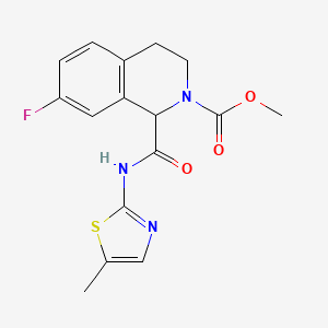 molecular formula C16H16FN3O3S B2389118 methyl 7-fluoro-1-((5-methylthiazol-2-yl)carbamoyl)-3,4-dihydroisoquinoline-2(1H)-carboxylate CAS No. 1396567-16-0