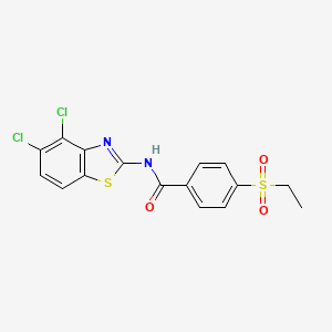molecular formula C16H12Cl2N2O3S2 B2389126 N-(4,5-dichlorobenzo[d]thiazol-2-yl)-4-(ethylsulfonyl)benzamide CAS No. 886916-19-4