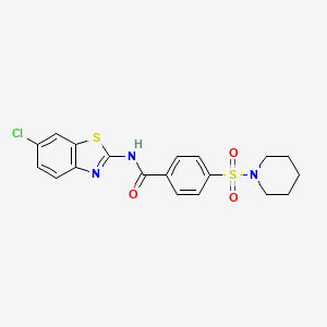 molecular formula C19H18ClN3O3S2 B2389128 N-(6-chloro-1,3-benzothiazol-2-yl)-4-piperidin-1-ylsulfonylbenzamide CAS No. 313069-25-9