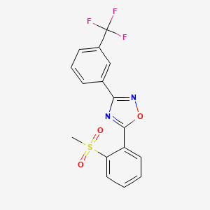 molecular formula C16H11F3N2O3S B2389138 Methyl 2-{3-[3-(trifluoromethyl)phenyl]-1,2,4-oxadiazol-5-yl}phenyl sulfone CAS No. 339015-71-3