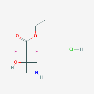 molecular formula C7H12ClF2NO3 B2389187 Ethyl 2,2-difluoro-2-(3-hydroxyazetidin-3-yl)acetate hydrochloride CAS No. 2171986-75-5