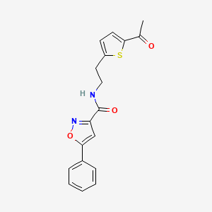 molecular formula C18H16N2O3S B2389197 N-(2-(5-acetylthiophen-2-yl)ethyl)-5-phenylisoxazole-3-carboxamide CAS No. 2034255-06-4