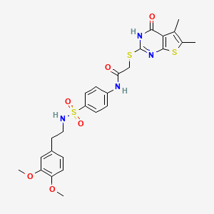 molecular formula C26H28N4O6S3 B2389198 N-(4-{[2-(3,4-dimethoxyphenyl)ethyl]sulfamoyl}phenyl)-2-({5,6-dimethyl-4-oxo-3H,4H-thieno[2,3-d]pyrimidin-2-yl}sulfanyl)acetamide CAS No. 868214-59-9