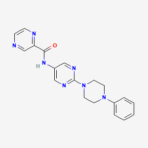 molecular formula C19H19N7O B2389204 N-[2-(4-phenylpiperazin-1-yl)pyrimidin-5-yl]pyrazine-2-carboxamide CAS No. 1396809-67-8