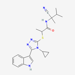 molecular formula C22H26N6OS B2389207 N-(1-cyano-1,2-dimethylpropyl)-2-{[4-cyclopropyl-5-(1H-indol-3-yl)-4H-1,2,4-triazol-3-yl]sulfanyl}propanamide CAS No. 949686-66-2