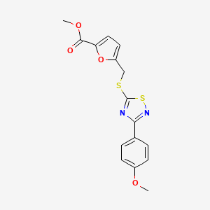 molecular formula C16H14N2O4S2 B2389210 Methyl 5-(((3-(4-methoxyphenyl)-1,2,4-thiadiazol-5-yl)thio)methyl)furan-2-carboxylate CAS No. 864922-89-4
