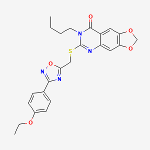 molecular formula C24H24N4O5S B2389254 7-butyl-6-({[3-(4-ethoxyphenyl)-1,2,4-oxadiazol-5-yl]methyl}sulfanyl)-2H,7H,8H-[1,3]dioxolo[4,5-g]quinazolin-8-one CAS No. 1111973-96-6